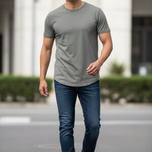 ✨ Cuts Clothing Curve-Hem Tee Men's Medium Sage Gray Premium Luxury Tee